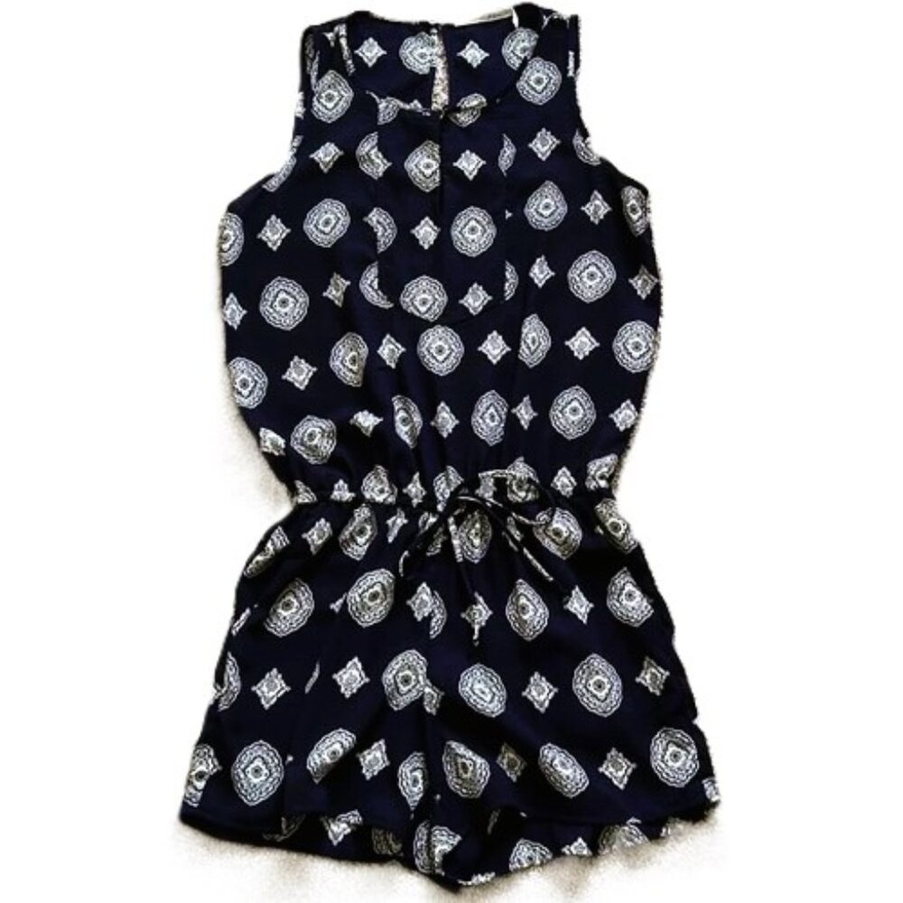 GIBSON Romper Shorts Navy Blue and White 1 Piece Womens Medium